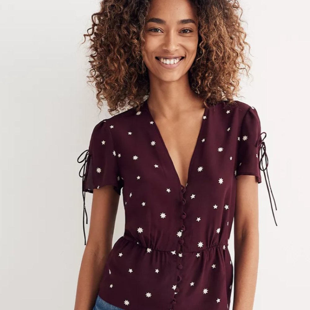 Madewell Silk Belle Top in Star Mix Sz 4